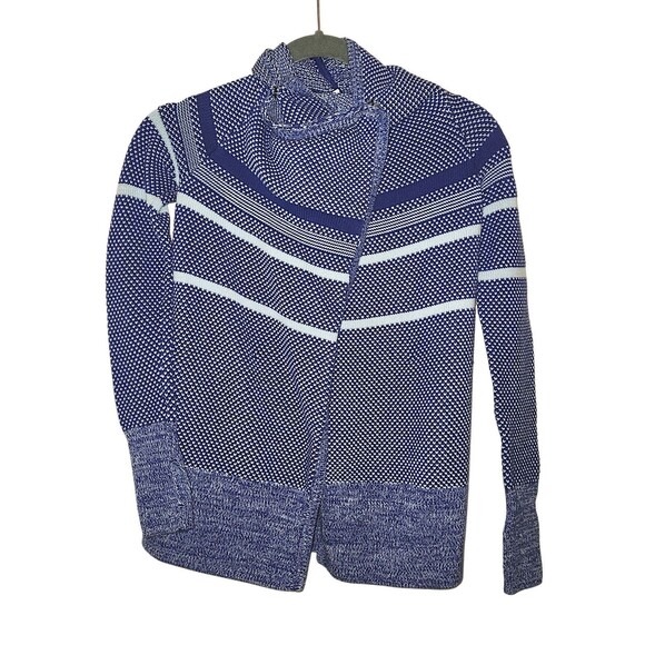Ivivva Feeling Toasty Cardigan Wrap Sweater Girls 7 Blue Long Sleeve Lululemon - Picture 1 of 5